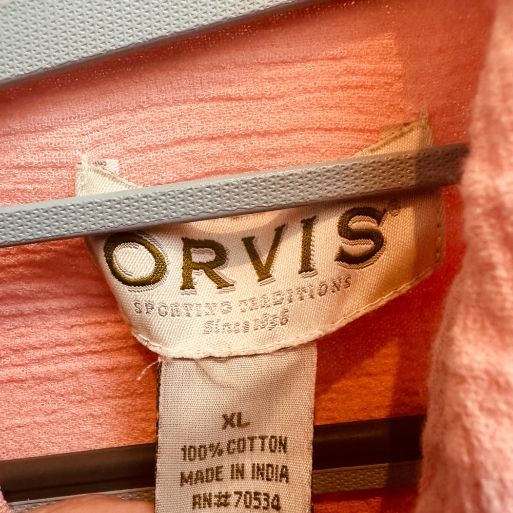 Orvis Pink Button Down Shirt 100% cotton made in India - Picture 3 of 4